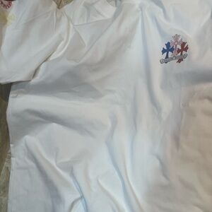 White T-Shirt with Colorful Embroidery